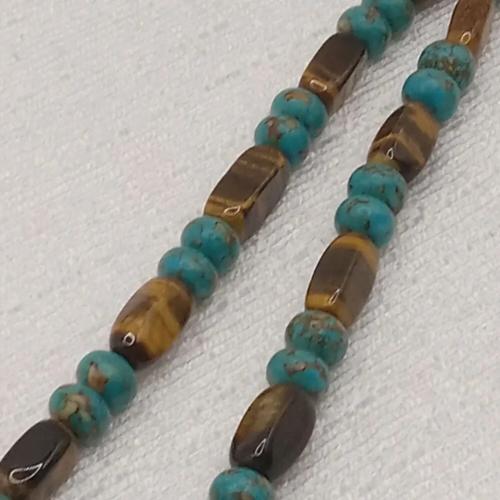 Necklace Tiger Eye Turquoise Beads Polished Gemstone Mixed Stone